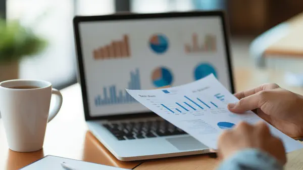 An advisor reviewing financial information